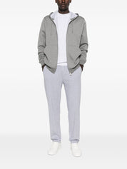 Brunello Cucinelli Sweaters Grey — Silk‑Blend Zipped Hoodie