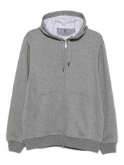 Brunello Cucinelli Sweaters Grey — Silk‑Blend Zipped Hoodie