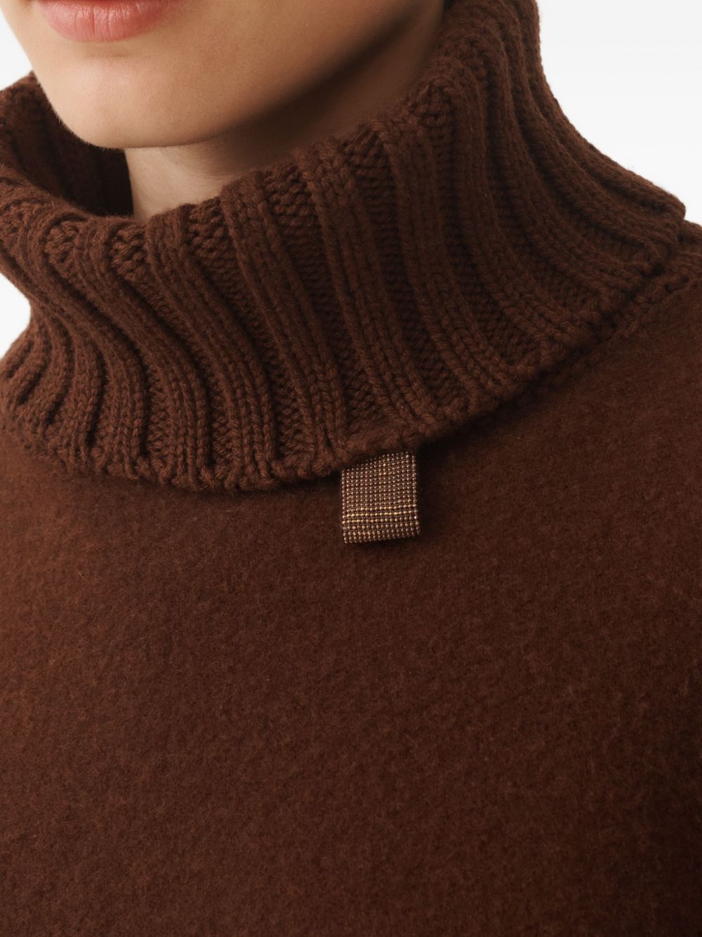 Fabiana Filippi Jackets — Dark Brown Wool Turtleneck Poncho