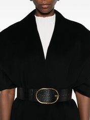 Elisabetta Franchi Black Wool Belted Coat