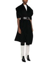 Elisabetta Franchi Black Wool Belted Coat