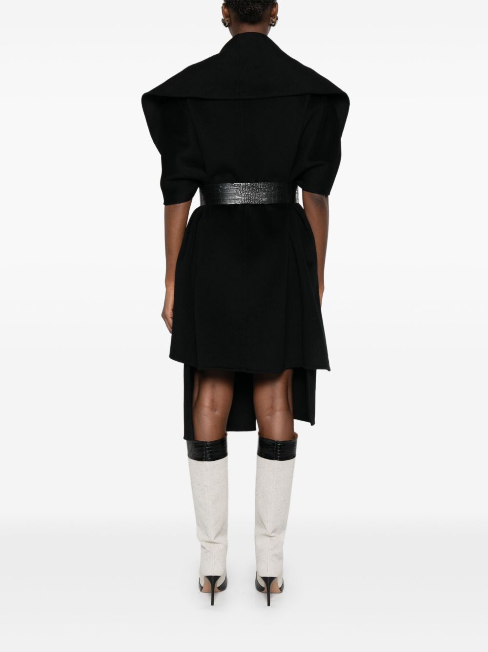 Elisabetta Franchi Black Wool Belted Coat