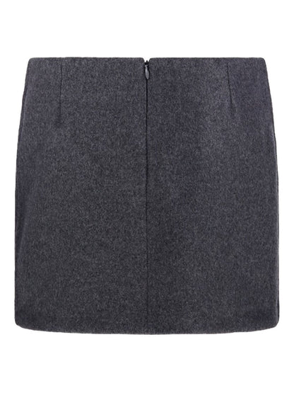 Charcoal Wool Skirt — Sportmax Straight Hem