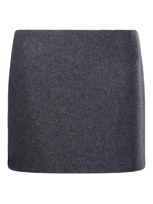 Charcoal Wool Skirt — Sportmax Straight Hem
