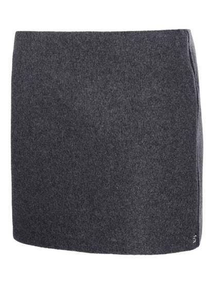 Charcoal Wool Skirt — Sportmax Straight Hem