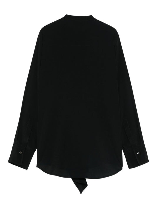 Black Silk Shirt with Ruffled Detail — Alberto Biani