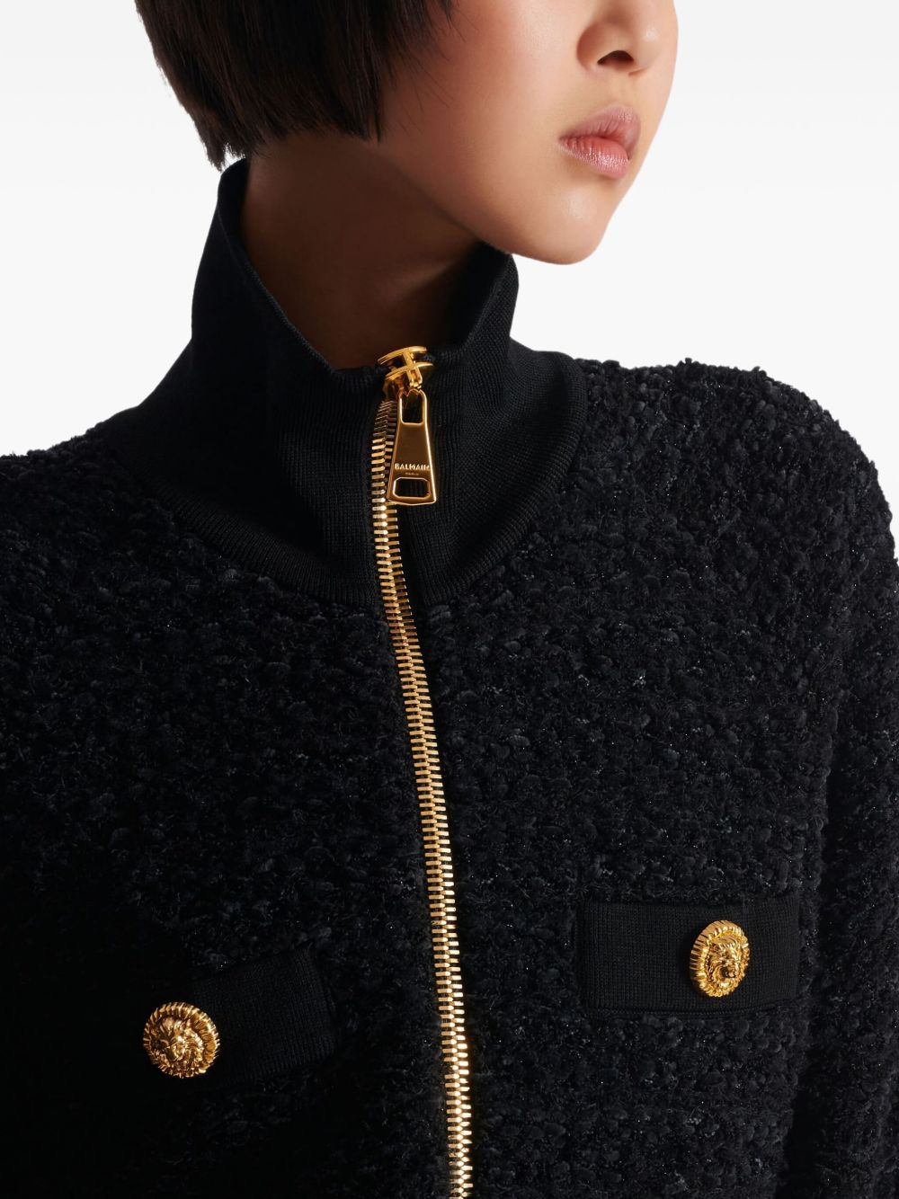 Balmain Black Wool Coat for Women