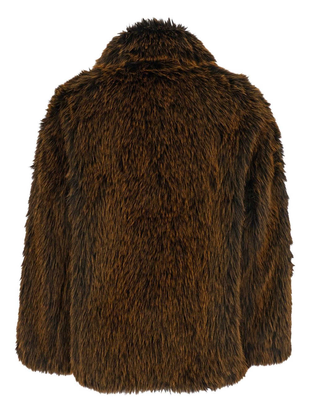 Semicouture Brown Faux‑Fur Jacket — High Collar Carol