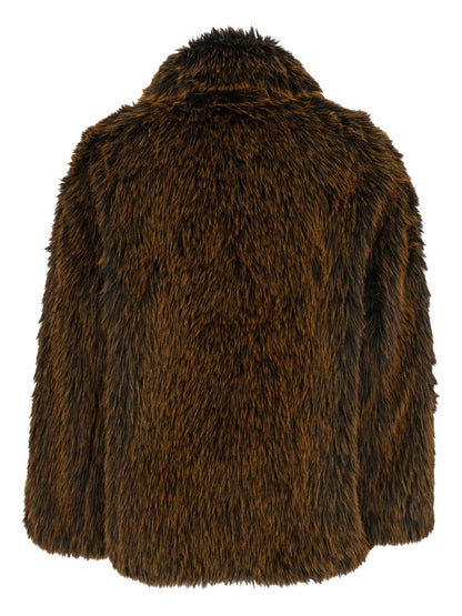 Semicouture Brown Faux‑Fur Jacket — High Collar Carol