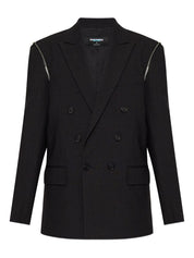 Dsquared2 Grey Jackets — Women's Double-Breasted Wool