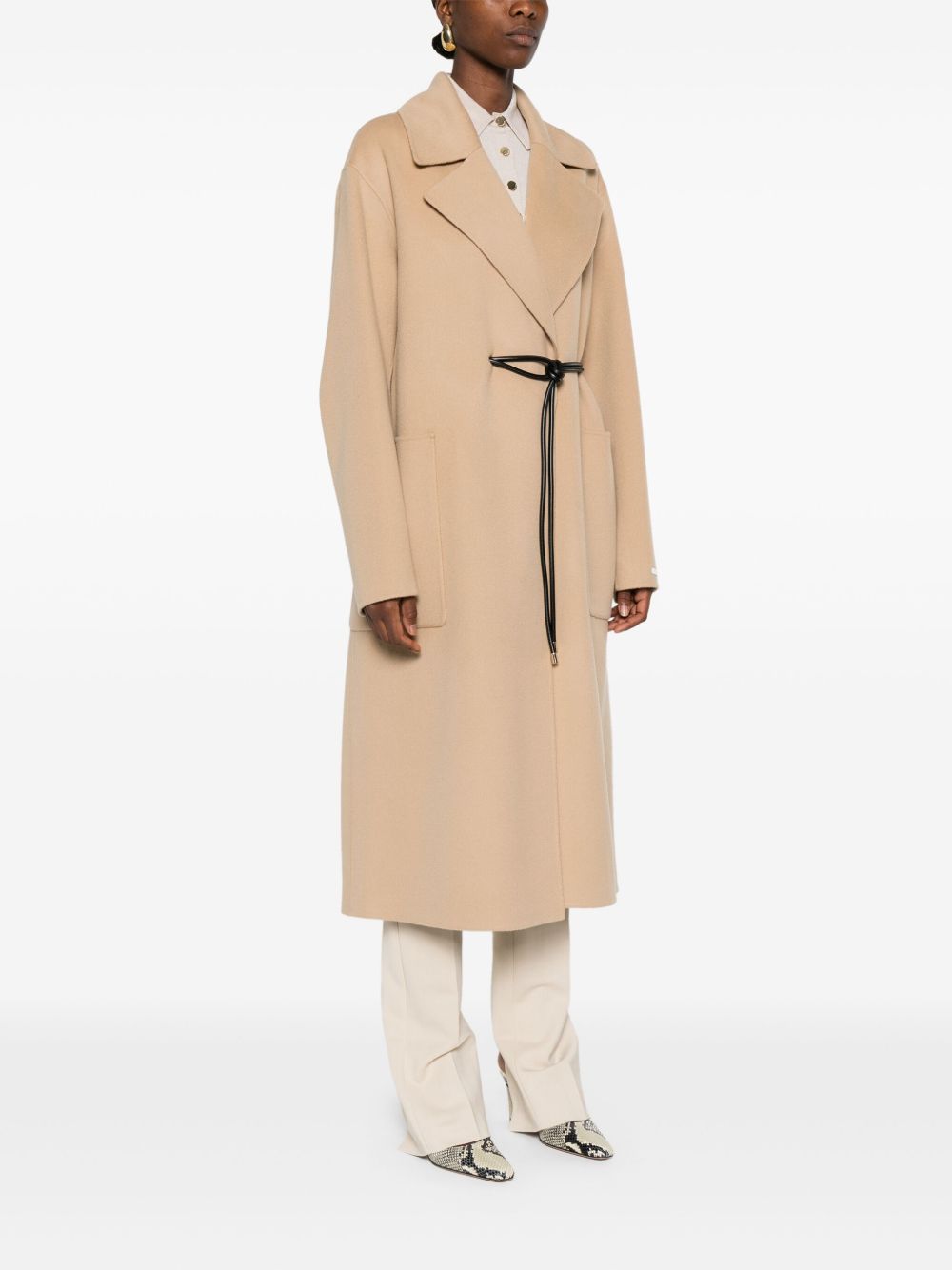 Camel Virgin Wool Belted Coat — SPORTMAX PRE