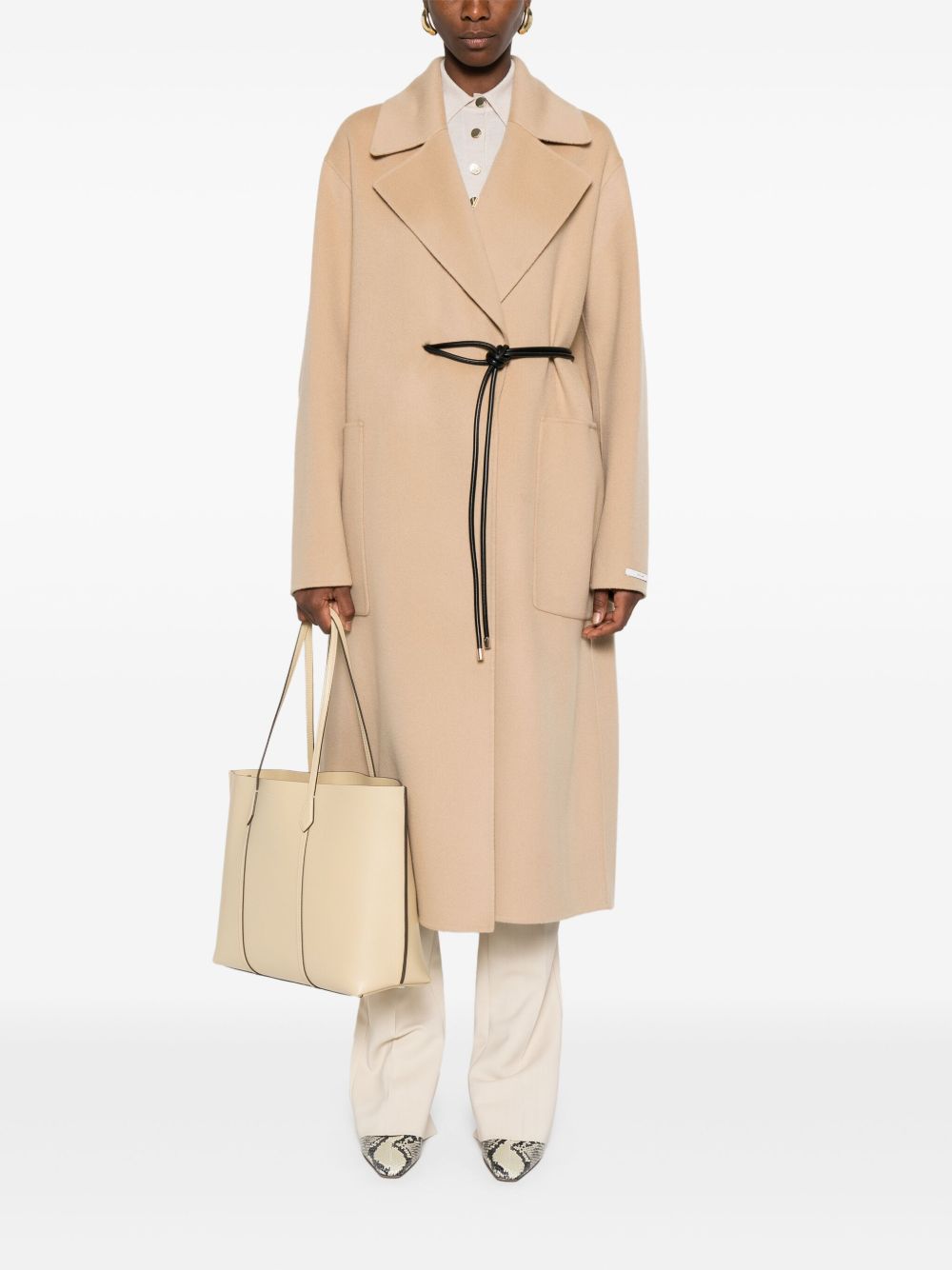 Camel Virgin Wool Belted Coat — SPORTMAX PRE