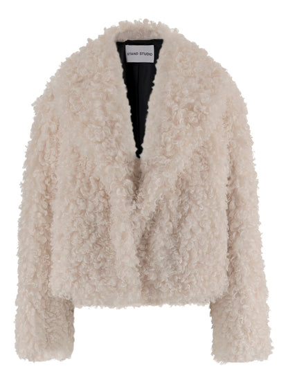 Stand Studio White Wool Coat — Luxe Wrap Coat for Women