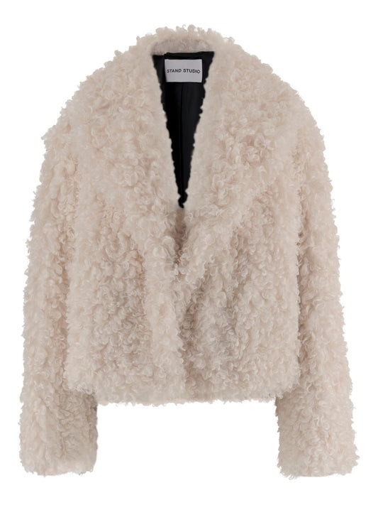 Stand Studio White Wool Coat — Luxe Wrap Coat for Women