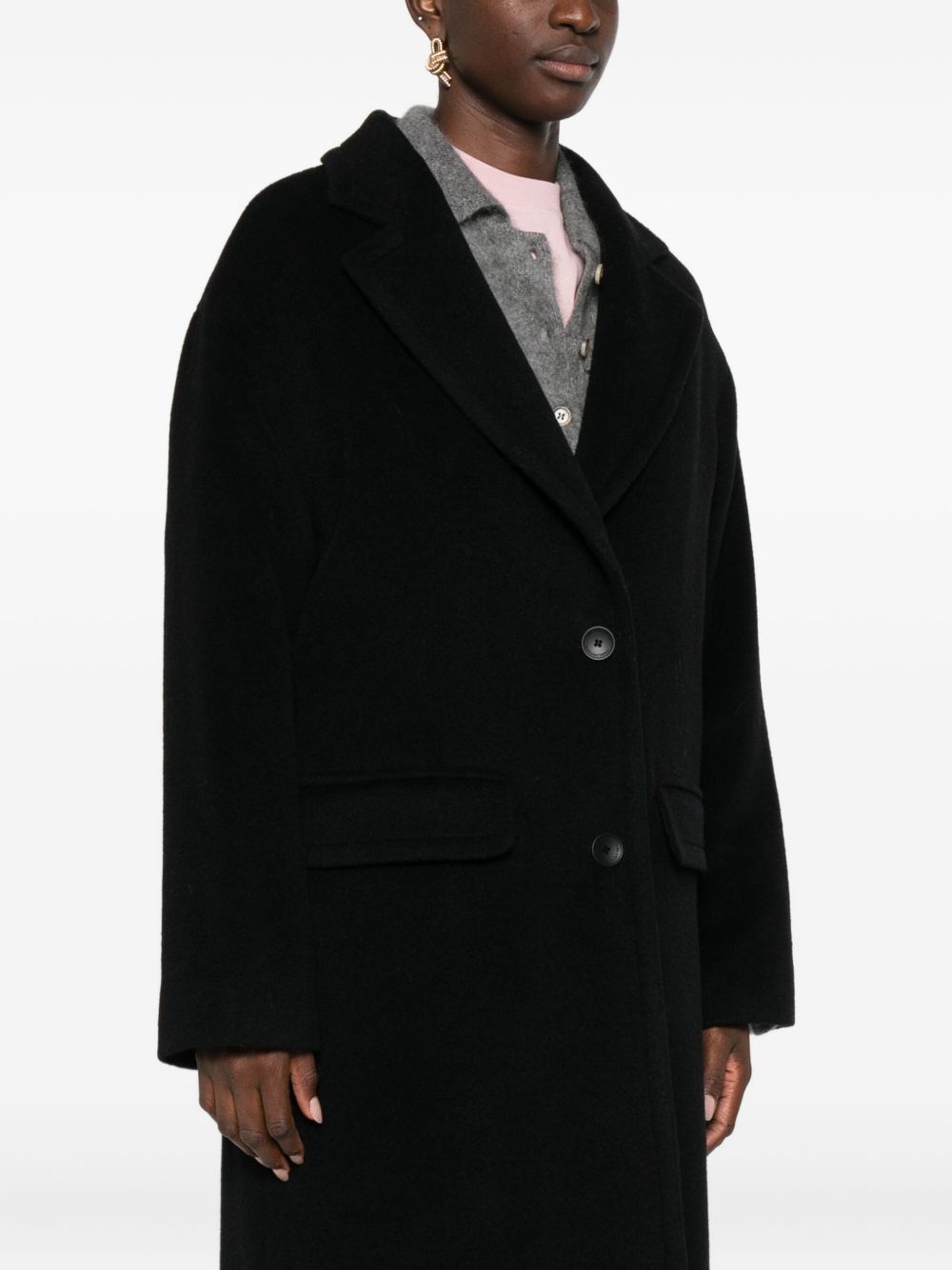 Tagliatore Black Wool Coat — Single‑Breasted Elegance
