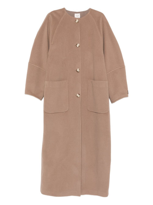Alysi Brown Wool Coat — Timeless Elegance for Women