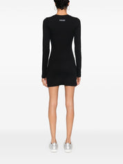 Marine Serre Crescent Moon-Embroidered Black Mini Dress