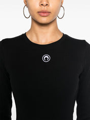 Marine Serre Crescent Moon-Embroidered Black Mini Dress