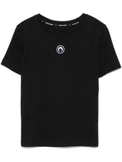 Marine Serre Moon Logo T-Shirt in Black Cotton