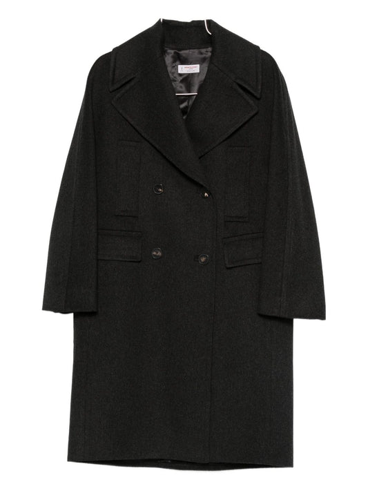Grey Wool Double‑Breasted Coat — Alberto Biani