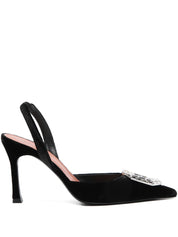 Amina Muaddi Black Medium Heel Pumps