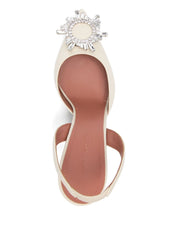 Amina Muaddi Beige Medium Heel