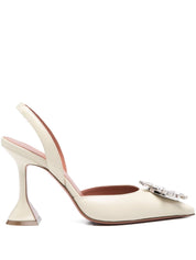 Amina Muaddi Beige Medium Heel