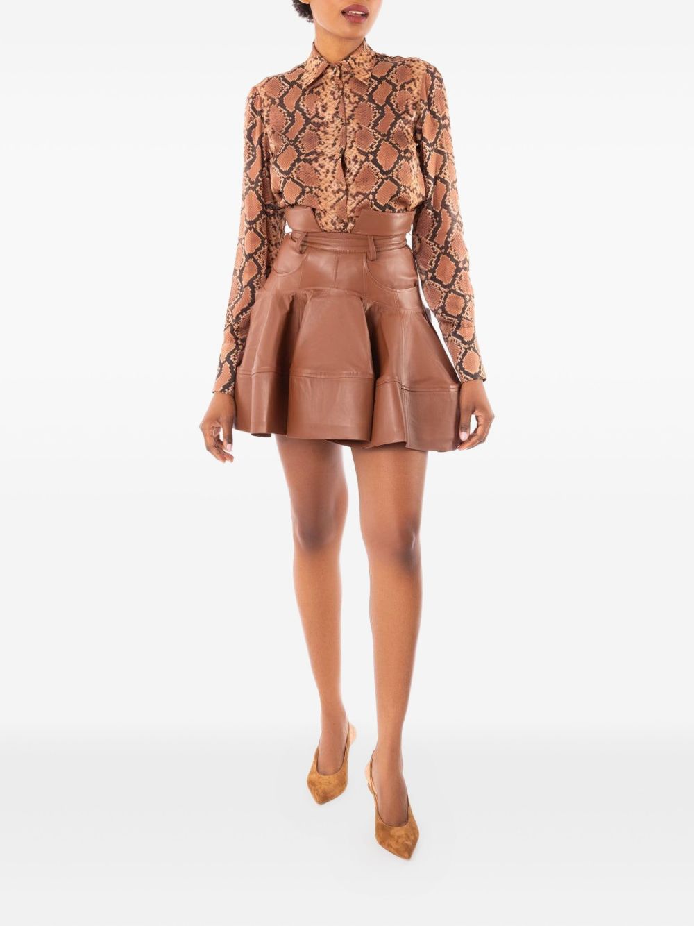 Zimmermann Brown Leather Skirt