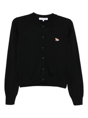 Maison Kitsuné Black Wool Button Cardigan