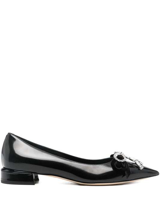 Jimmy Choo Flat Shoes — Black Crystal Bow Ballet Flats