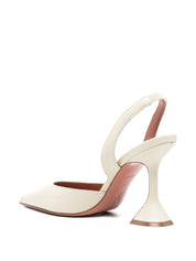 Amina Muaddi Beige Medium Heel