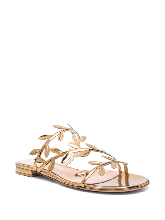 Gianvito Rossi Sandals — Golden Leather Flats