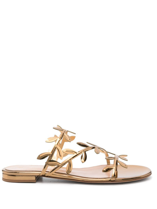 Gianvito Rossi Sandals — Golden Leather Flats