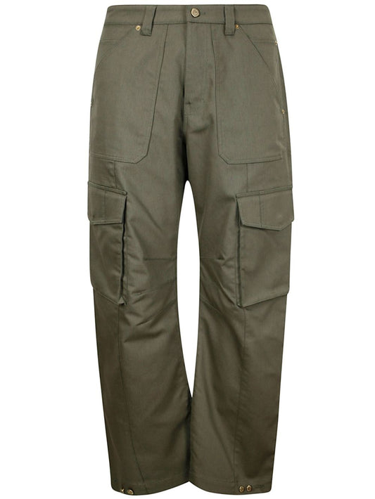 Olive Green Wide‑Leg Cargo Trousers