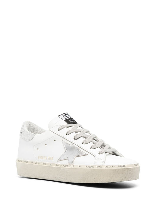 Golden Goose Silver Sneakers — Hi Star Leather Platform