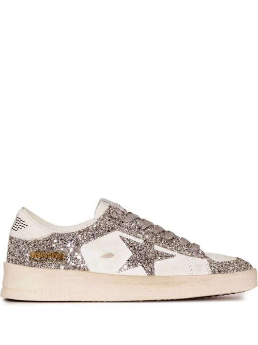 Golden Goose Sneakers Silver — Leather Glitter Star
