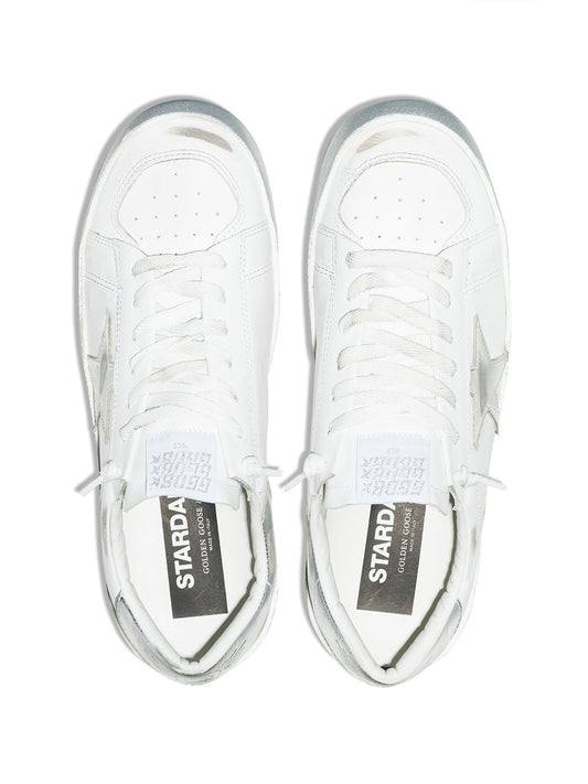 Golden Goose Sneakers Silver — Distressed Leather Stardan