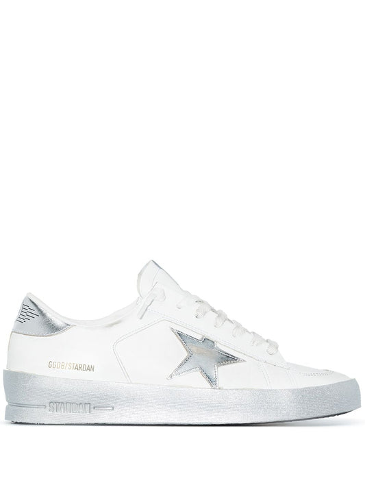 Golden Goose Sneakers Silver — Distressed Leather Stardan