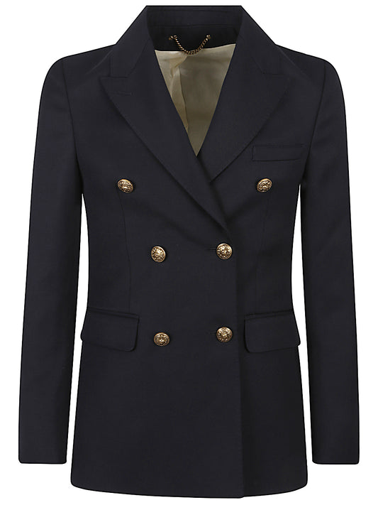 Navy Wool Double‑Breasted Blazer — Golden Goose Jackets