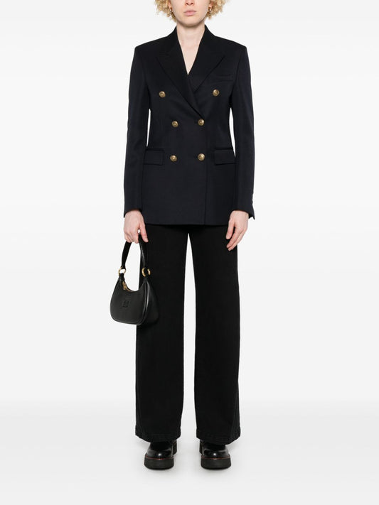 Navy Wool Double‑Breasted Blazer — Golden Goose Jackets