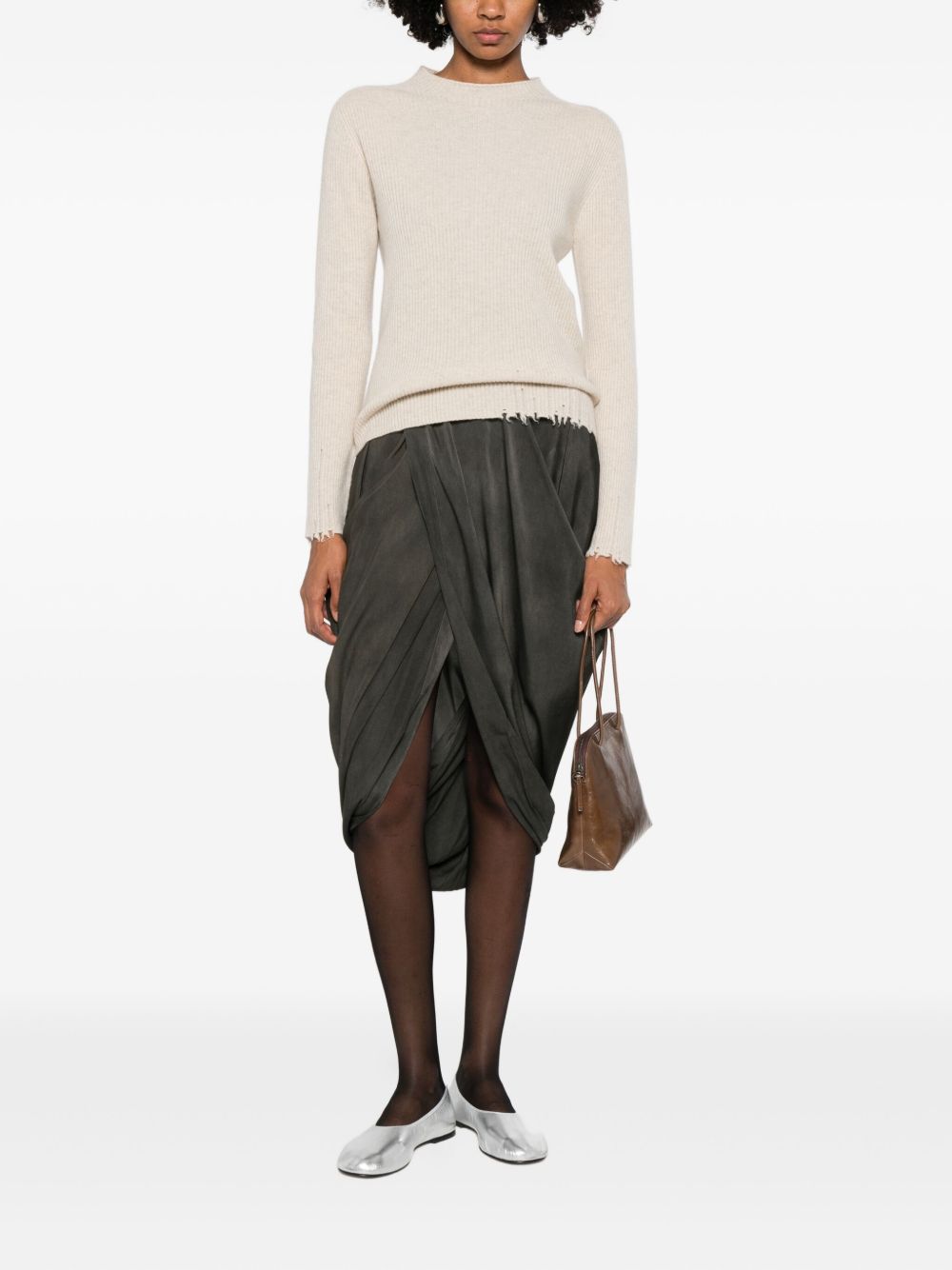 Uma Wang Grey Skirt in Refined Wool Blend
