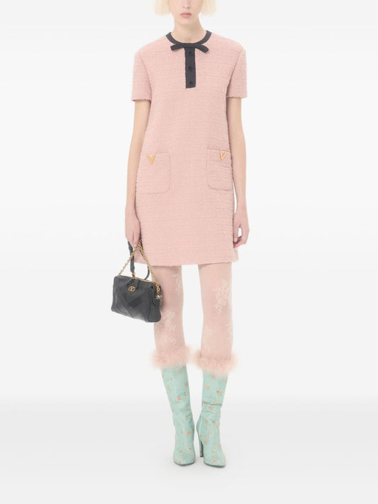 Valentino Pink Wool Short Dress — Tailored Simplicity