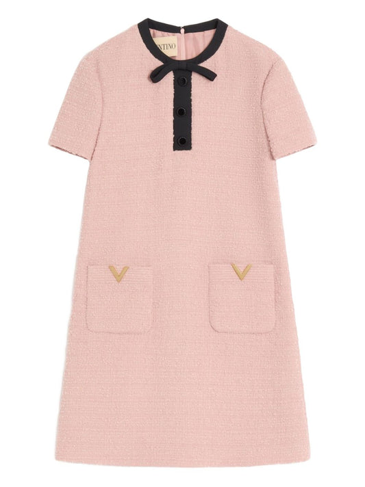 Valentino Pink Wool Short Dress — Tailored Simplicity