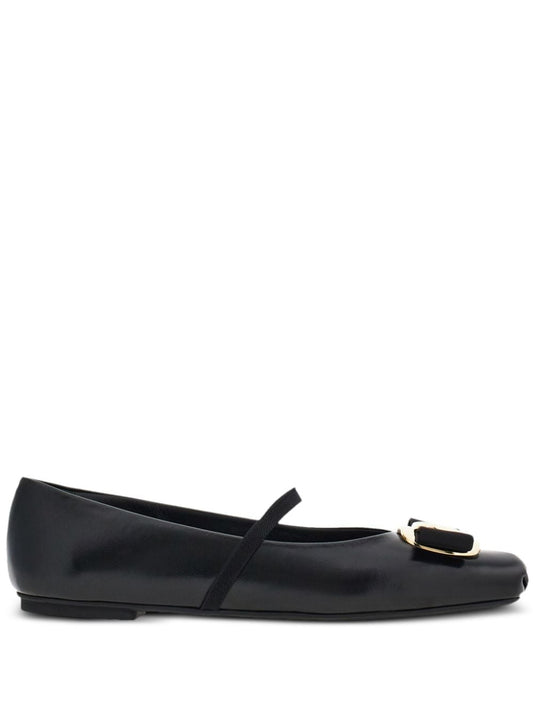 Ferragamo Black Flat Shoes — Effortless Elegance