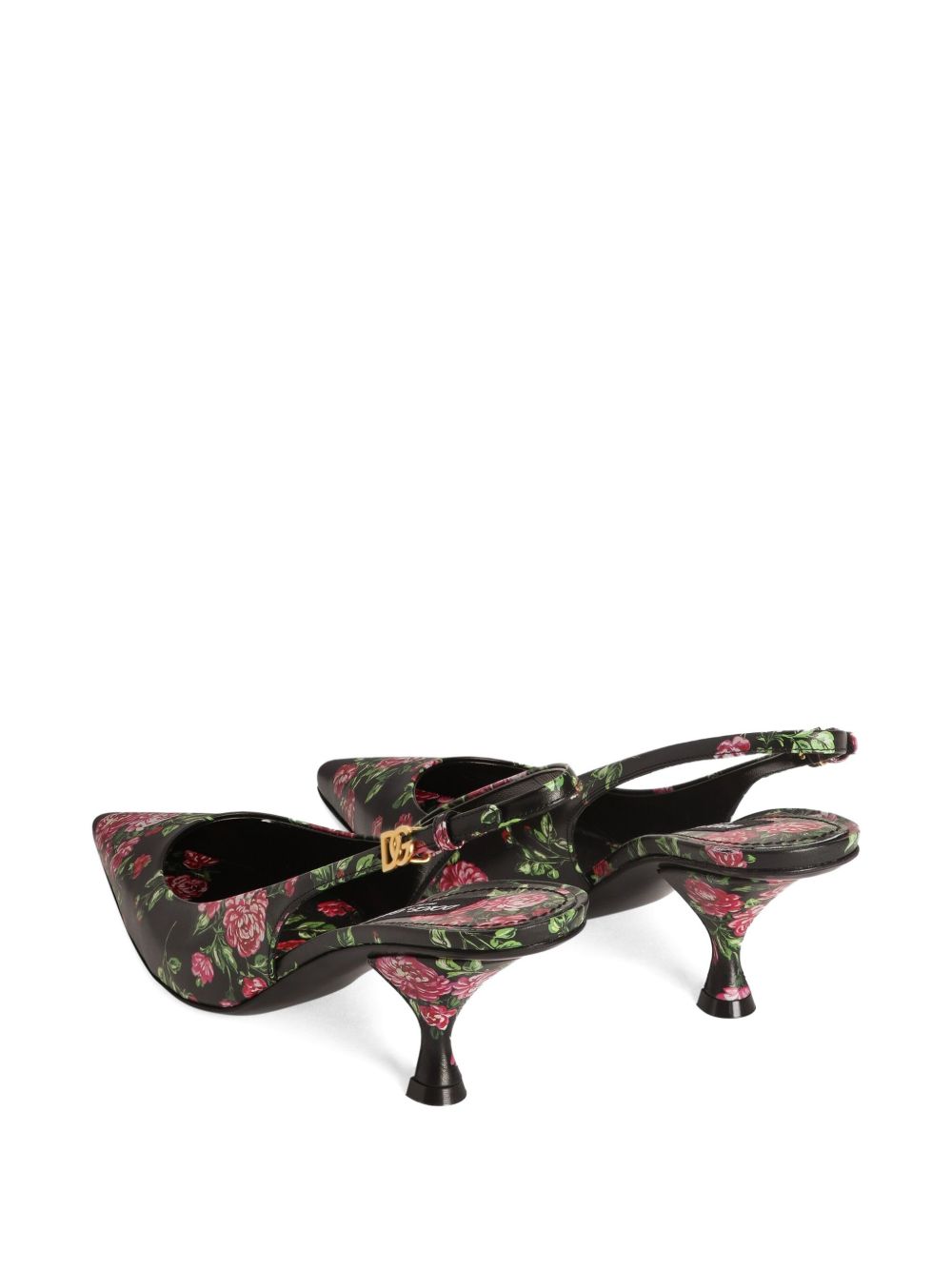 Black Floral Slingback Pumps — Dolce & Gabbana Medium Heel