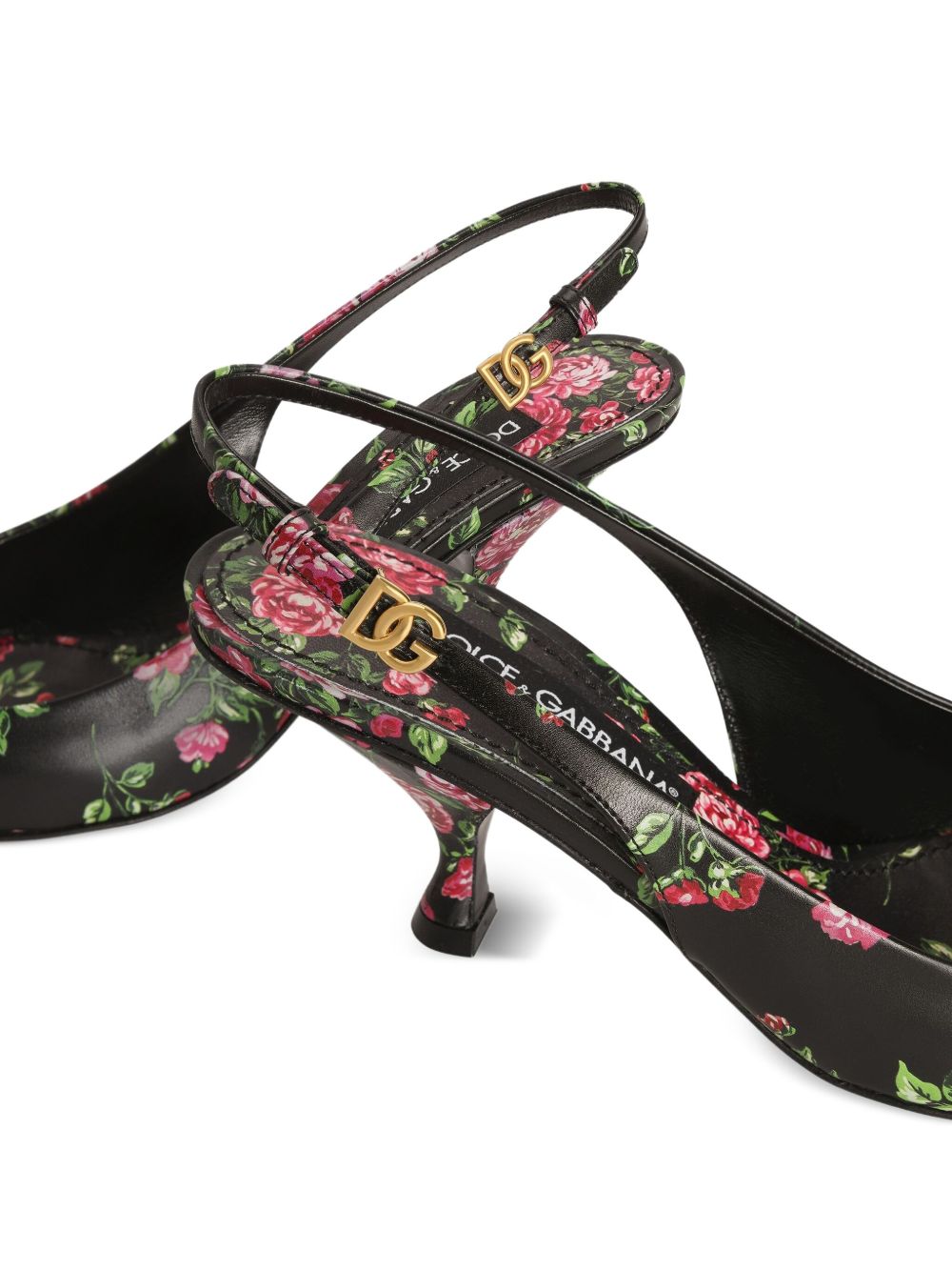 Black Floral Slingback Pumps — Dolce & Gabbana Medium Heel