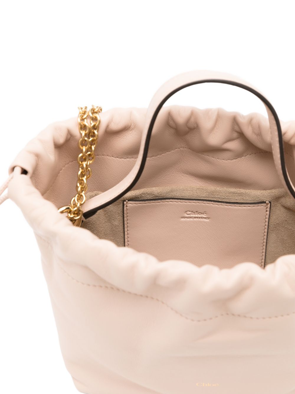 Chloé Pink Leather Clutch — Top Handle Drawstring