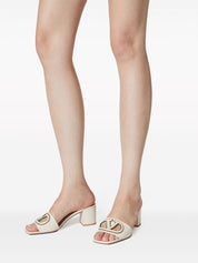 Valentino Garavani Sandals Ivory — VLogo Mid Heel