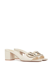 Valentino Garavani Sandals Ivory — VLogo Mid Heel