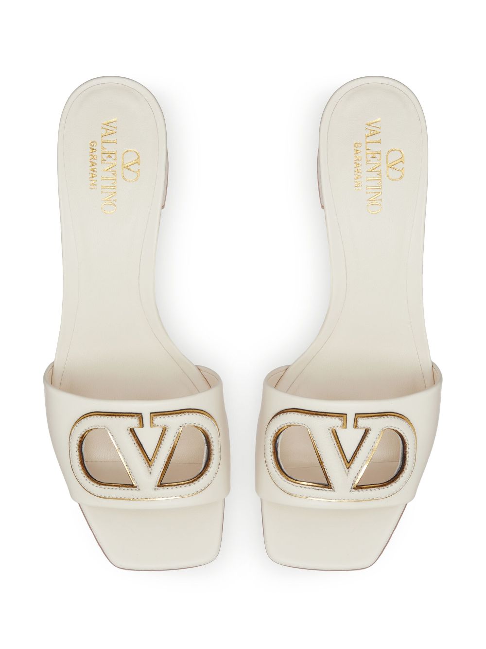 Valentino Garavani Sandals Ivory — VLogo Mid Heel